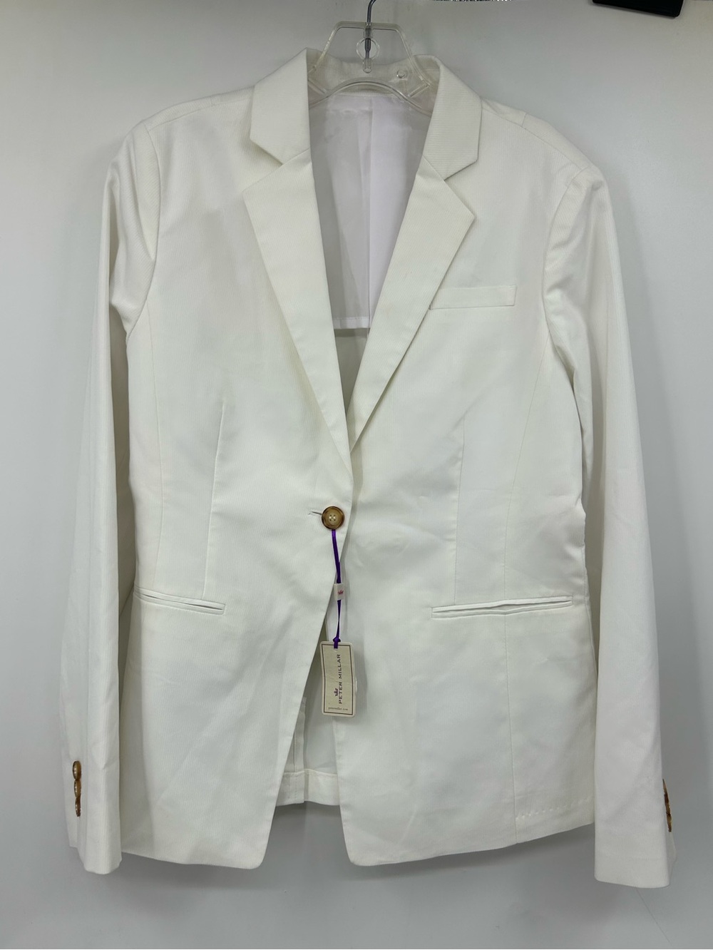NWT Peter Millar White One Button Notch Collar Blazer Size M